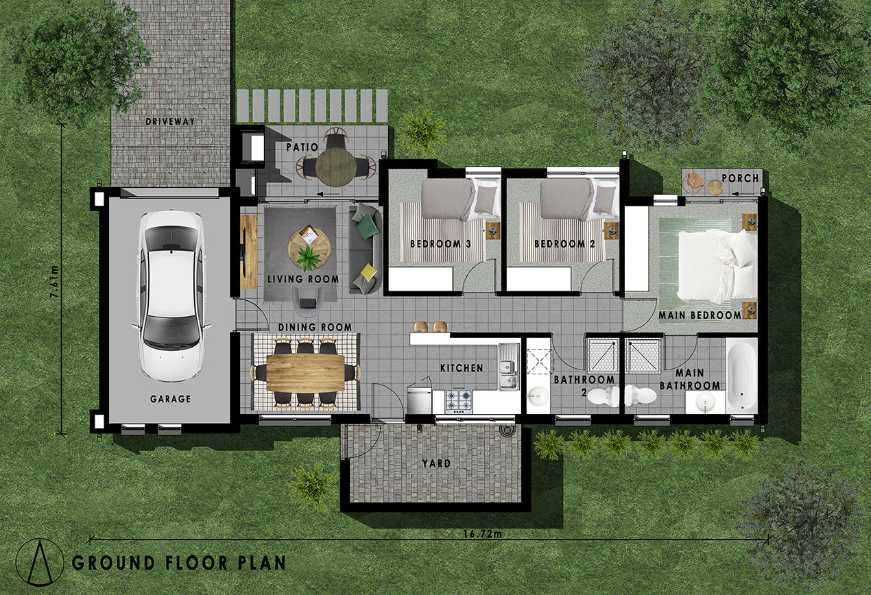 3 Bedroom Bali House Plan - B100AN