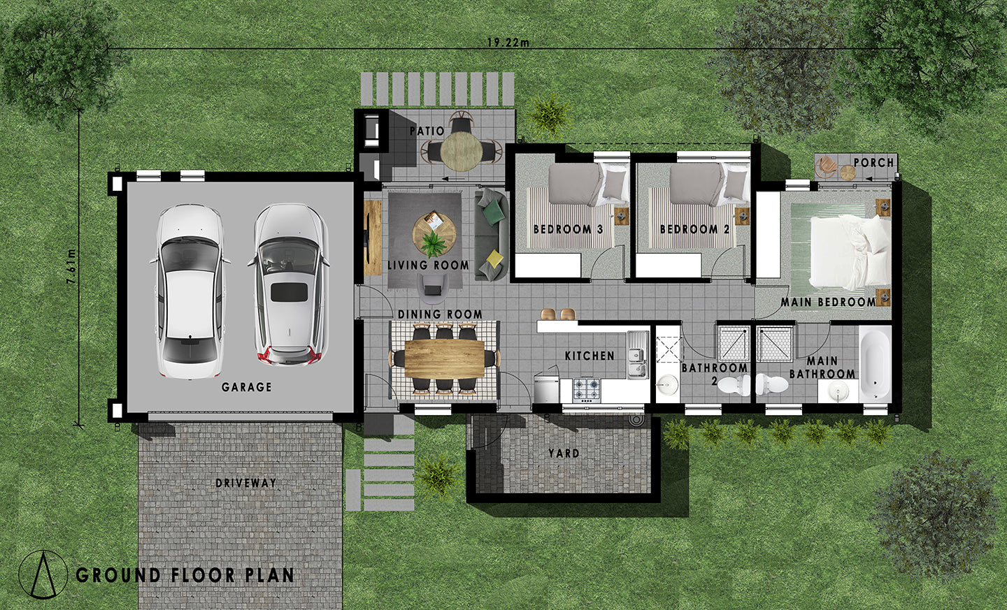 3 Bedroom Bali House Plan - B115AS