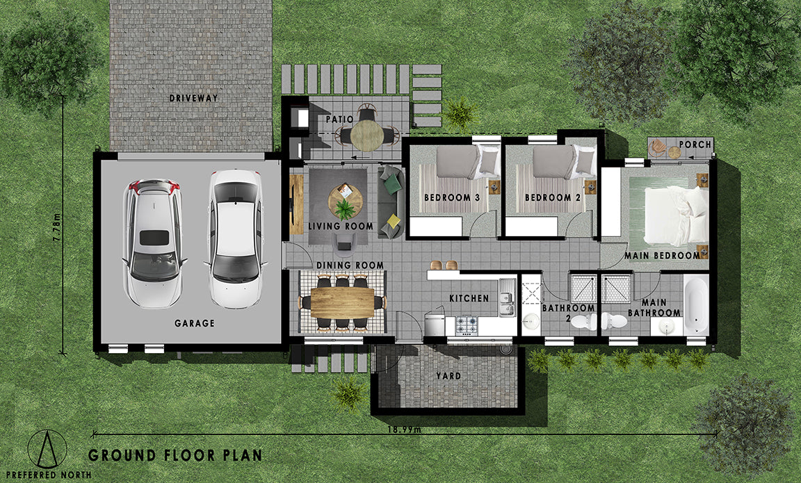 3 Bedroom Traditional House Plan - TR115AN