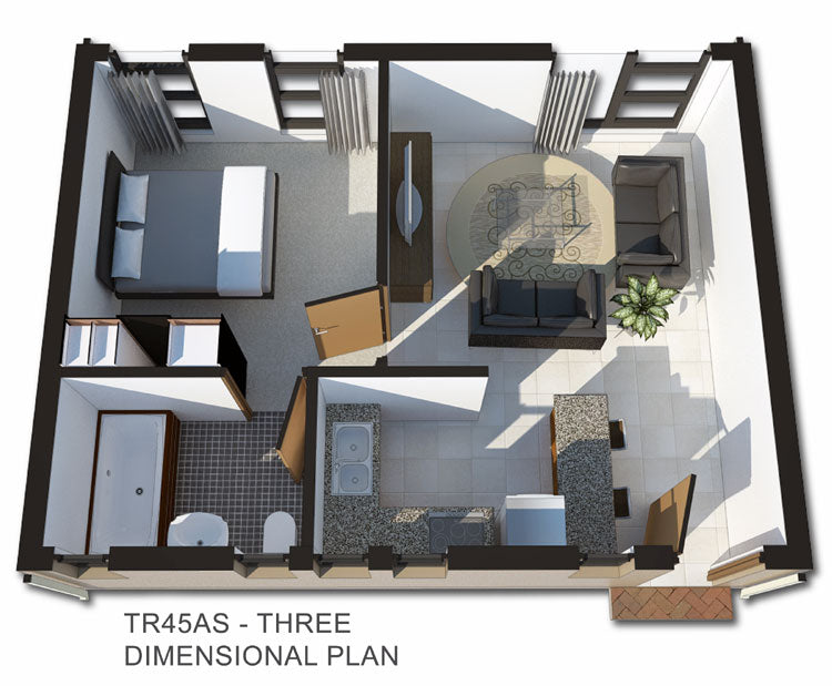 1 Bedroom Traditional House Plan - TR45AS