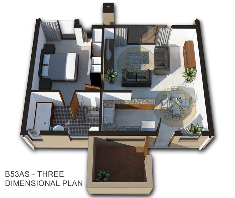 1 Bedroom Bali House Plan - B53AS
