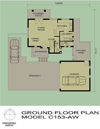 3 Bedroom Colonial House Plan - C153AW Photo