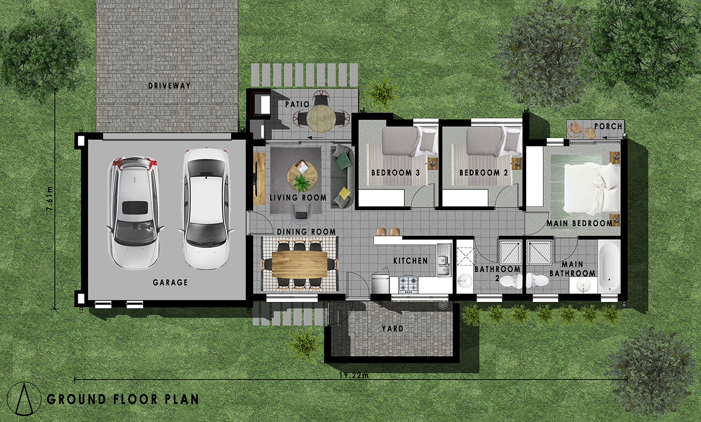 3 Bedroom Bali House Plan - B115AN
