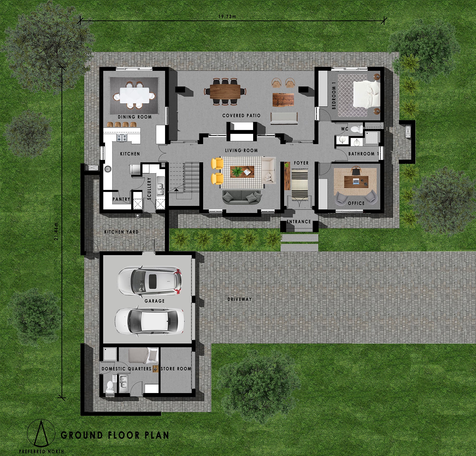 4 Bedroom Bali House Plan B347as