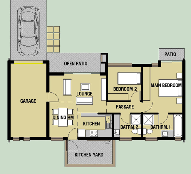 2 Bedroom Bali House Plan B97an Inhouseplans Com