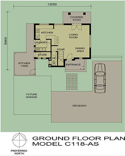 3 Bedroom Colonial House Plan - C118AS Photo