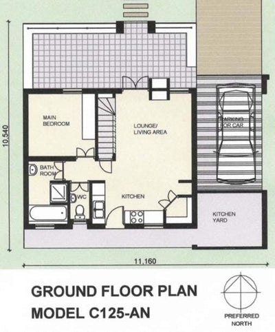 3 Bedroom Colonial House Plan - C125AN Photo