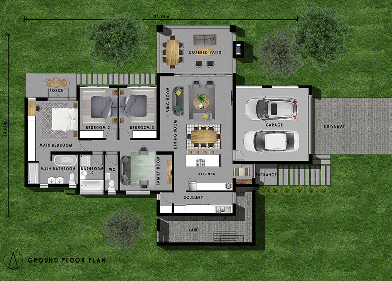 3 Bedroom Contemporary House Plan - CN199AE