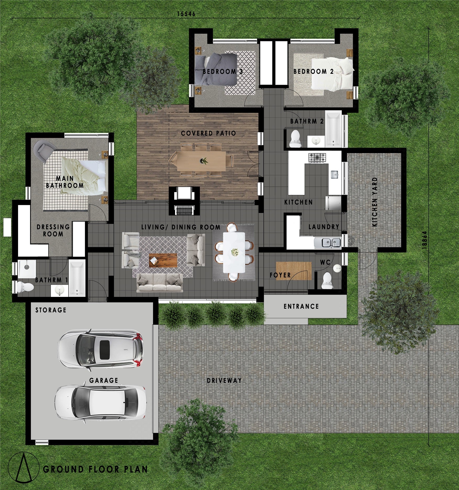 3 Bedroom Modern House Plan - M180As - Inhouseplans.Com