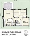 3 Bedroom Thatch Roof House Plan - TH72AN Photo