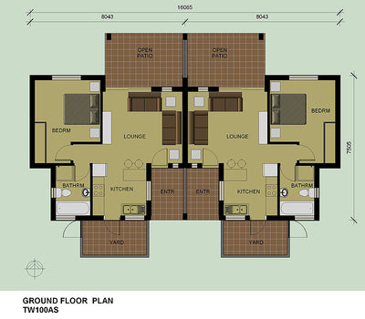 1 Bedroom Townhouse House Plan - TW100AS Photo