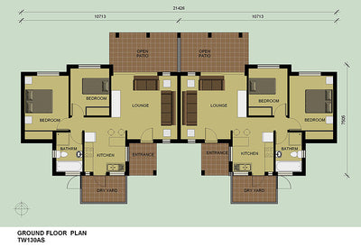 2 Bedroom Townhouse House Plan - TW130AS Photo