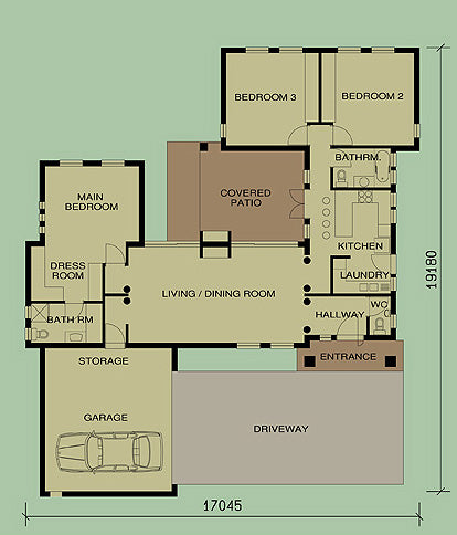 3 Bedroom Bali House Plan B203ae