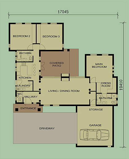 3 Bedroom Bali House Plan B203aw