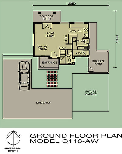 3 Bedroom Colonial House Plan - C118AW Photo