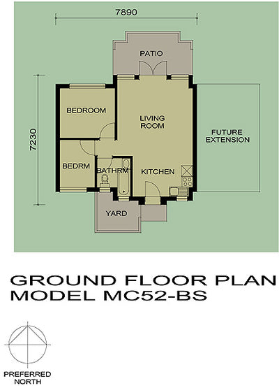 2 Bedroom Modern-Classic House Plan - MC52BS Photo