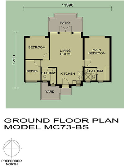 3 Bedroom Modern-Classic House Plan - MC73BS Photo