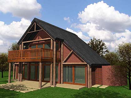 3 Bedroom Thatch Roof House Plan - TH143AN Photo